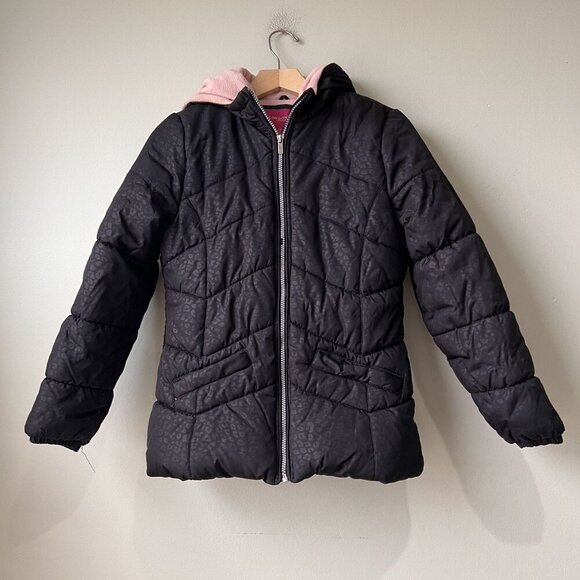 London Fog‎ Girls Black Quilted Hooded Jacket Size L/14-16 - Picture 1 of 3